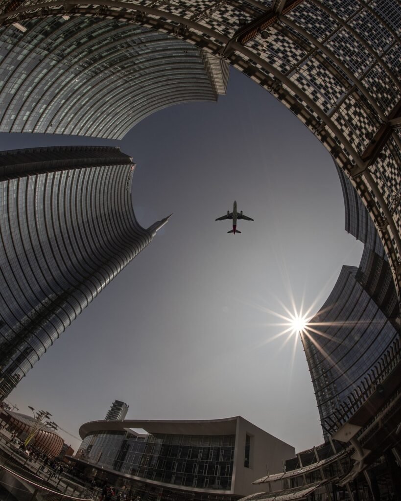 plane, city, architecture